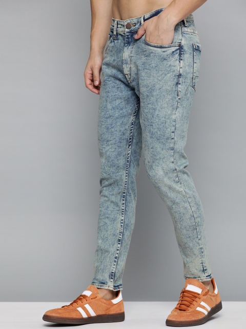 

HERE&NOW Men Blue Ankle Slim Tapered Fit Mid-Rise Clean Look Stretchable Jeans