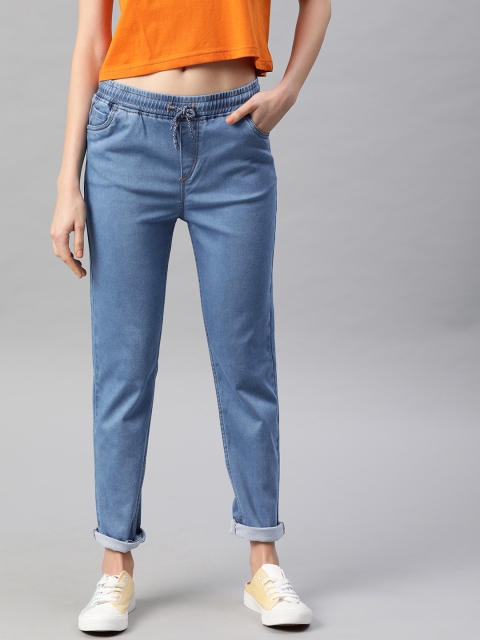 

HERE&NOW Women Blue Jogger Mid-Rise Clean Look Stretchable Jeans