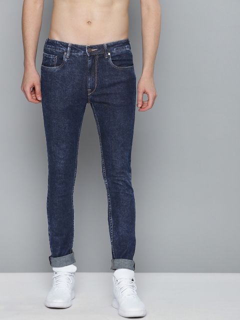 

HERE&NOW Men Navy Blue Skinny Fit Mid-Rise Clean Look Stretchable Jeans