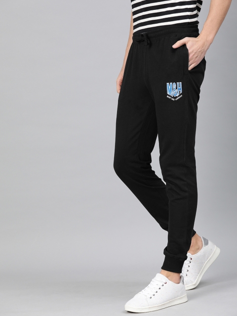 

Mast & Harbour Men Black Solid Straight Fit Jogger With Applique Detailing