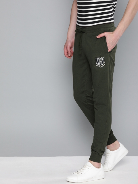 

Mast & Harbour Men Olive Green Solid Joggers