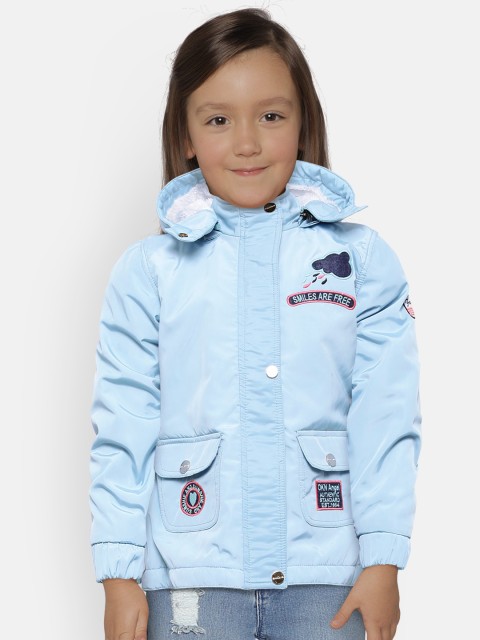 

Okane Girls Blue Solid Tailored Jacket with Detachable Jacket