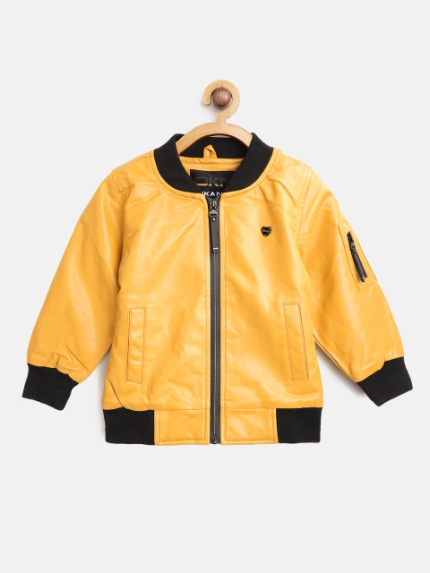 

Okane Girls Mustard Yellow Solid Bomber Jacket