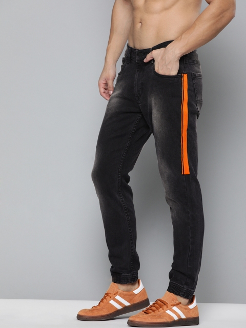 

HERE&NOW Men Black Jogger Mid-Rise Clean Look Stretchable Jeans