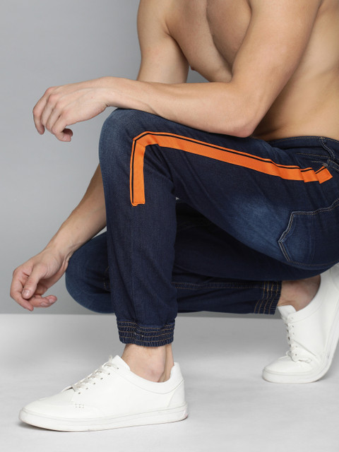 

HERE&NOW Men Blue Mid-Rise Clean Look Stretchable Jogger Jeans