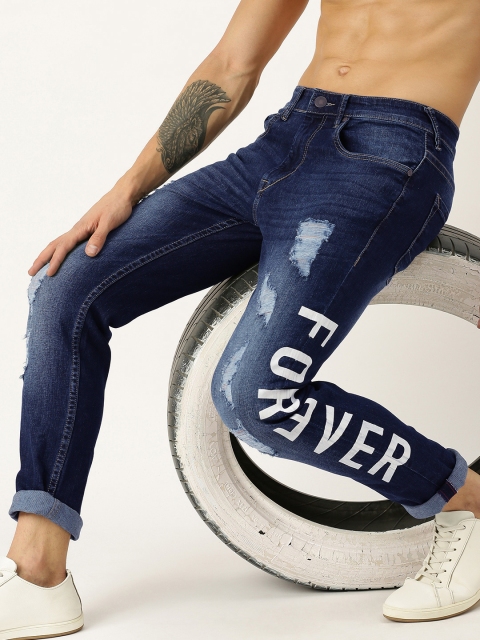 

Moda Rapido Men Blue Slim Fit Printed Mid-Rise Mildly Distressed Stretchable Jeans