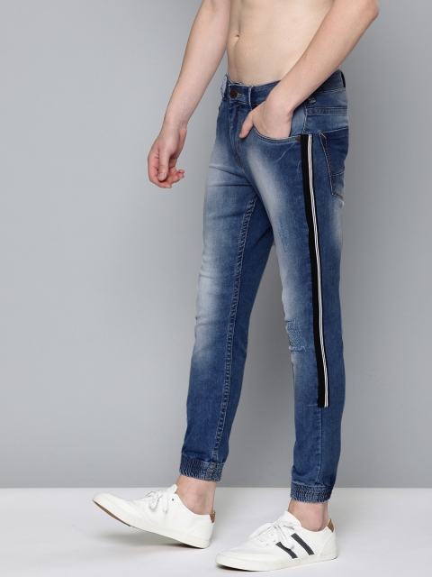 

HERE&NOW Men Blue Mid-Rise Mildly Distressed Stretchable Jogger Jeans