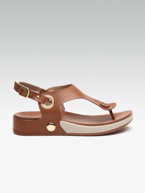 

ELLE Women Brown Solid T-strap Comfort Heels