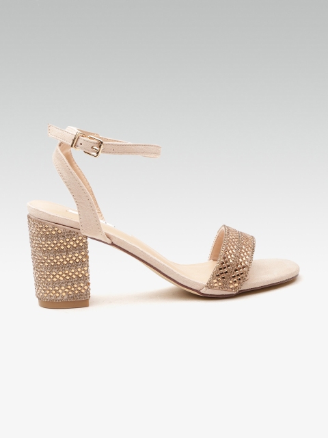 

ELLE Women Gold-Toned Mid-Top Embellished Heels