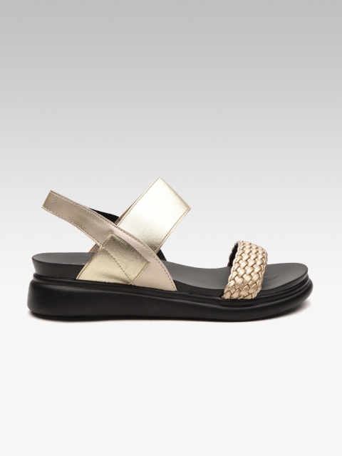 

ELLE Women Gold-Toned Woven Design Comfort Heels