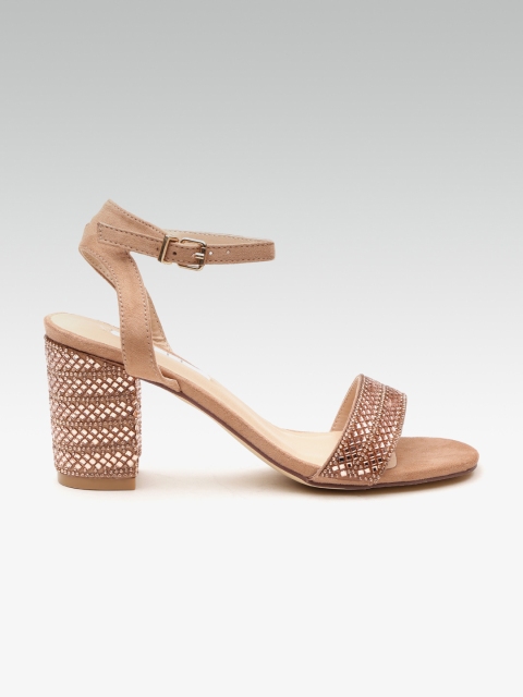 

ELLE Women Rose Gold-Toned Embellished Heels