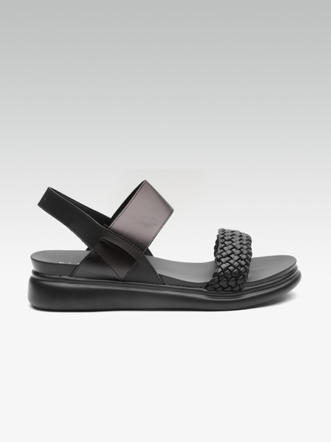 

ELLE Women Black Woven Design Comfort Heels