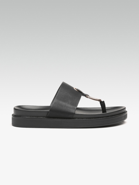 

ELLE Women Black Solid T-Strap Comfort Heels