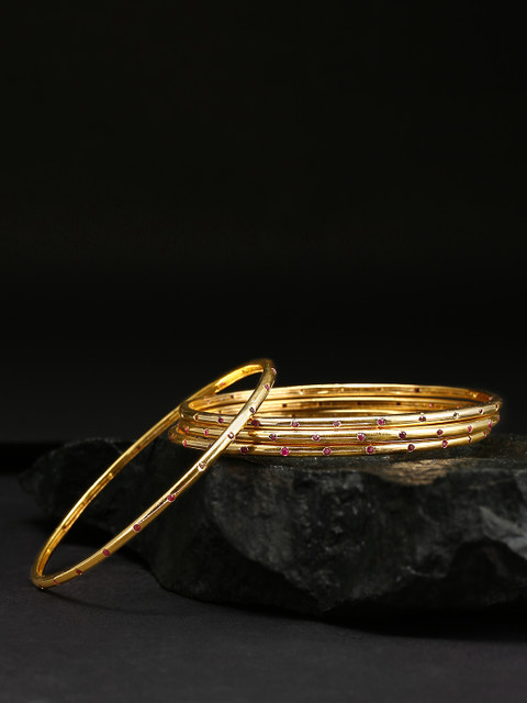 

Priyaasi Set of 4 Gold-Plated Stone Studded Handcrafted Bangles