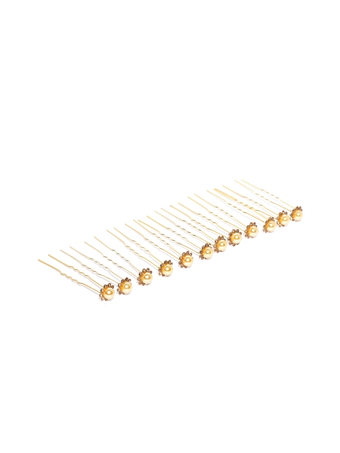 

Priyaasi Set Of 12 Gold-Plated Handcrafted Beaded & Stone Studded Spherical U-Pins