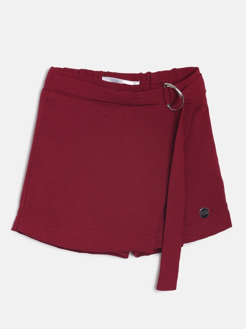 

Tiny Girl Maroon Solid Skorts