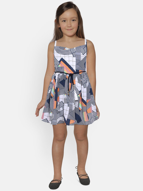 

Tiny Girl Blue Printed Fit and Flare Dress