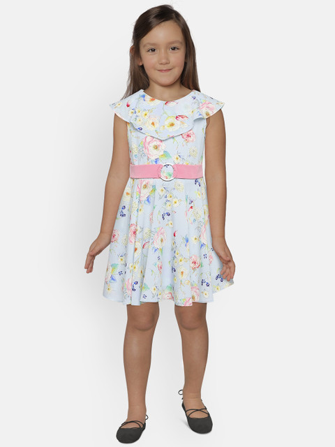 

Tiny Girl Blue Printed Fit and Flare Dress