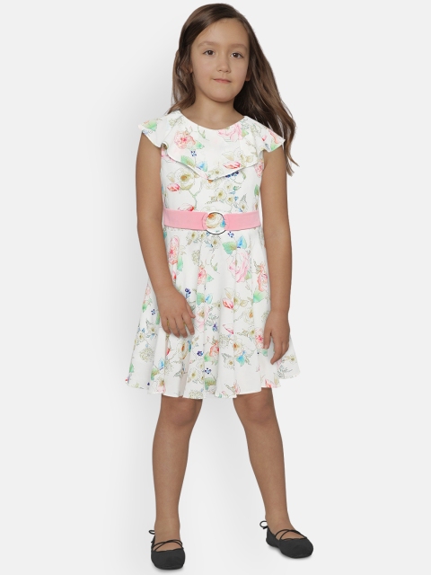 

Tiny Girl Girls Printed White Fit and Flare Dress
