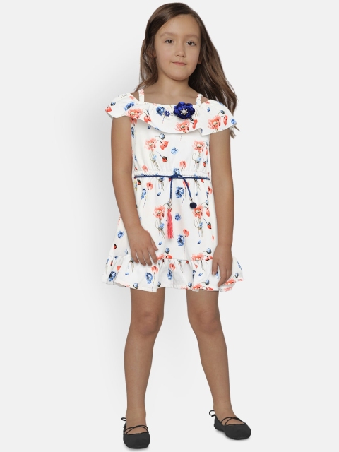 

Tiny Girl White & Pink Printed Fit & Flare Dress