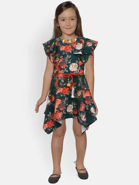 

Tiny Girl Girls Green Printed Fit and Flare Dress
