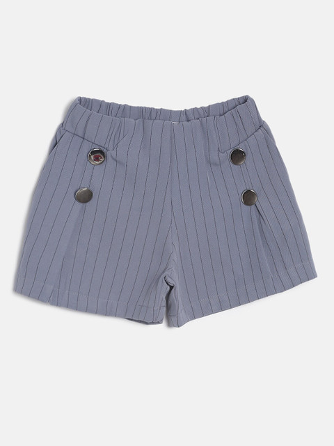 

Tiny Girl Grey Striped Regular Fit Shorts