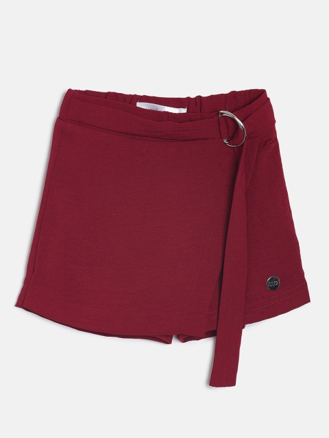

Tiny Girl Girls Maroon Solid Skorts