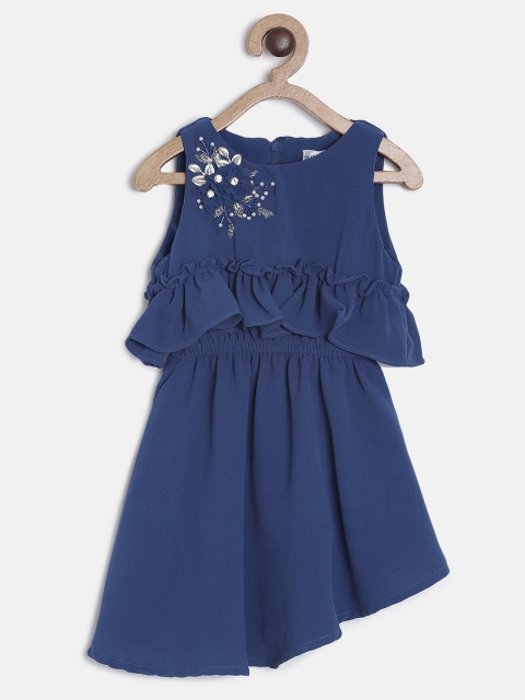 

Tiny Girl Girls Blue Solid Fit and Flare Dress