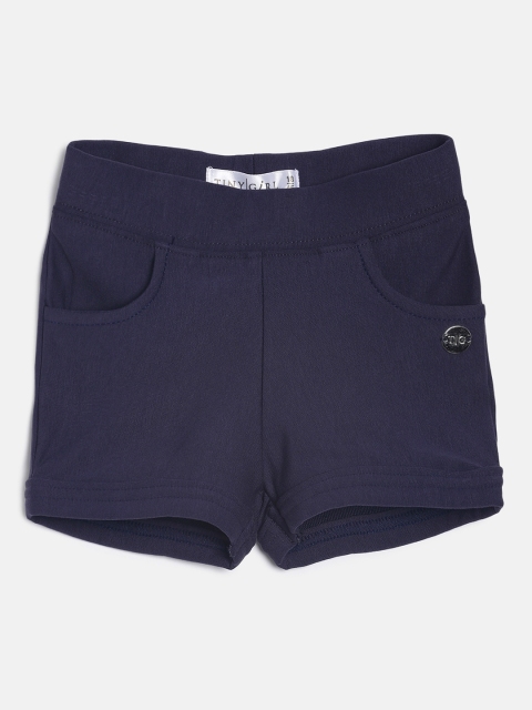 

Tiny Girl Navy Blue Solid Regular Fit Shorts