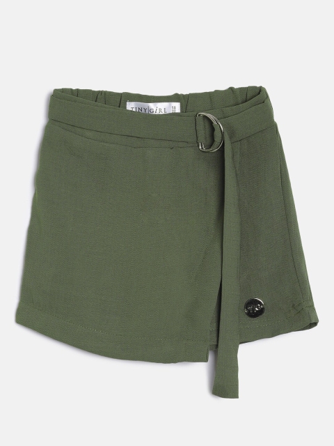 

Tiny Girl Green Solid Skorts