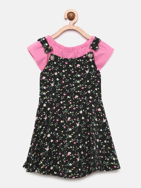 

Tiny Girl Black Printed Pinafore Dress