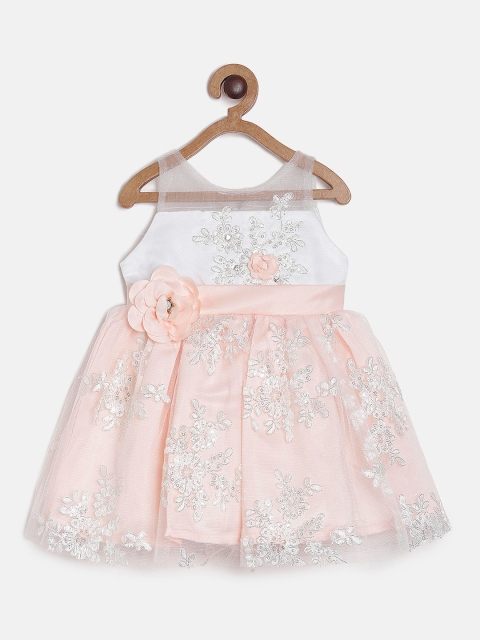 

Tiny Girl Girls Embellished Peach-Coloured Fit and Flare Dress