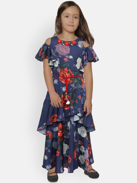 

Tiny Girl Girls Printed Navy Blue Maxi Dress