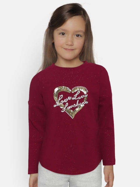 

Tiny Girl Girls Maroon Embellished Top
