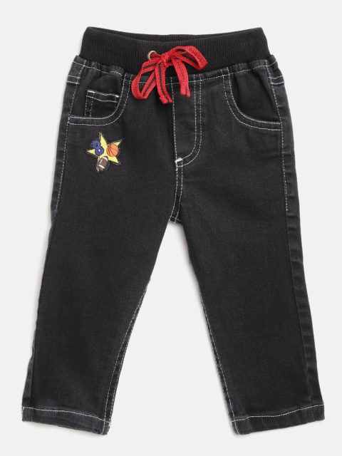 

612 league Boys Black Solid Regular Fit Mid-Rise Clean Look Stretchable Jeans