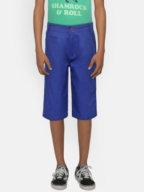

612 league Boys Blue Solid Regular Fit Chino Shorts