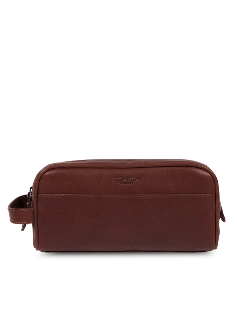 

PURE LUXURIES LONDON Men Brown Conkca Genuine Leather Alberto Travel Pouch