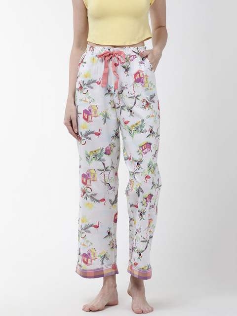 

Marks & Spencer Women White & Purple Printed Lounge Pants