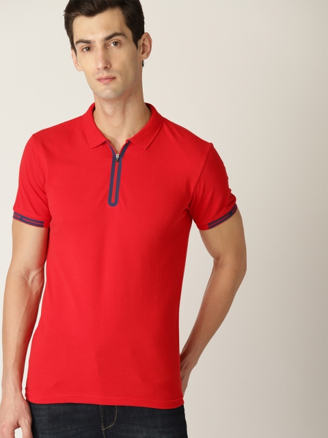 

United Colors of Benetton Men Red Solid Polo Collar T-shirt