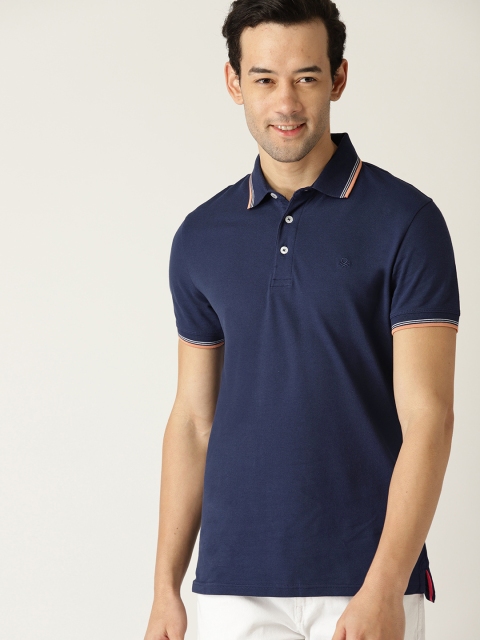 

United Colors of Benetton Men Navy Blue Solid Polo Collar T-shirt