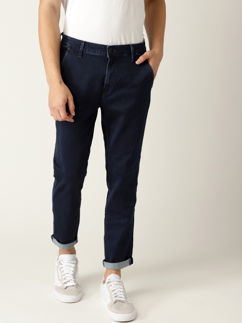 

United Colors of Benetton Men Navy Blue Regular Fit Low-Rise Clean Look Cropped Jeans
