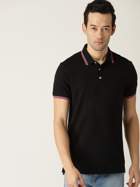 

United Colors of Benetton Men Black Solid Polo Collar T-shirt