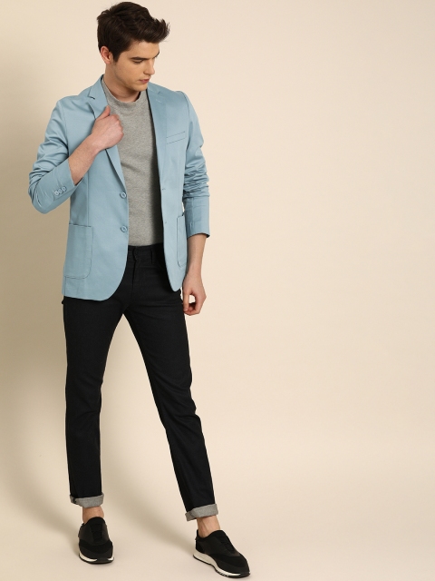 

ether Men Blue Single-Breasted Regular Fit Casual Blazer