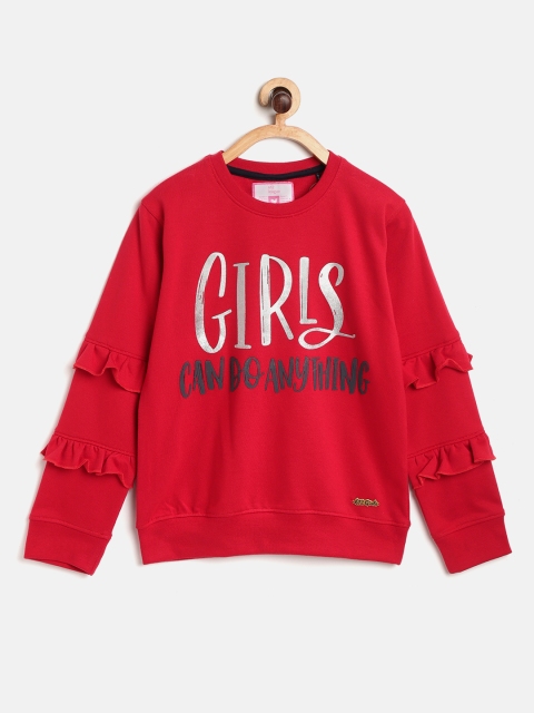 

612 league Girls Red Printed Sweatshirt