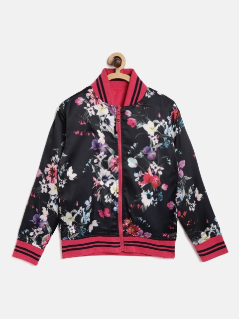 

612 league Girls Navy & Pink Printed Reversible Sweatshirt, Navy blue