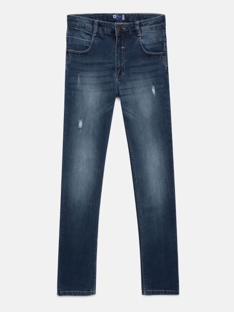 

612 league Boys Blue Regular Fit Mid-Rise Low Distress Stretchable Jeans