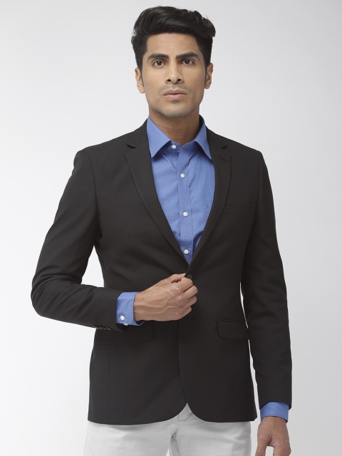 

Raymond Men Black Solid Slim Fit Single-Breasted Smart Casual Blazer