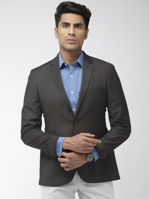 

Raymond Men Charcoal Grey Self Design Slim Fit Single-Breasted Formal Blazer