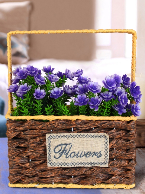 

TIED RIBBONS Green & Blue Artificial Plant With Basket