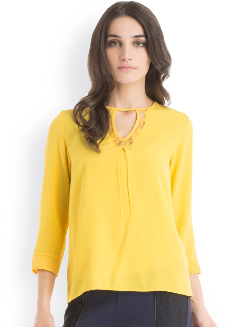 

Kazo Yellow Solid Marissa Top